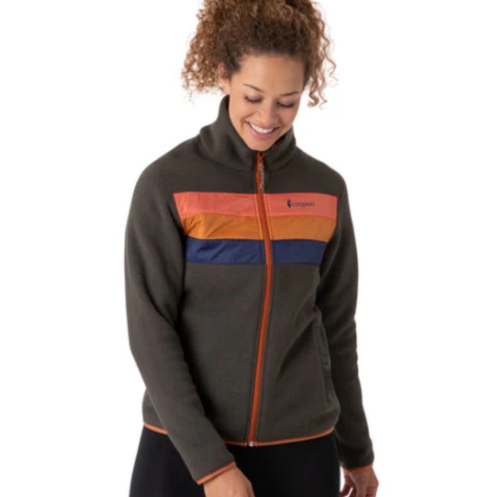 Cotopaxi Women's Teca Fleece Full-Zip Jacket Green Orange  Stripe Size XS